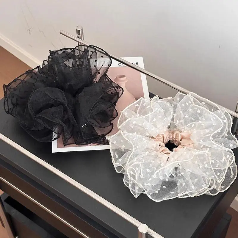 Large Black Scrunchies for Girls; Hair Accessories for Bun & Ponytail Hold, Stylish Women's Headwear