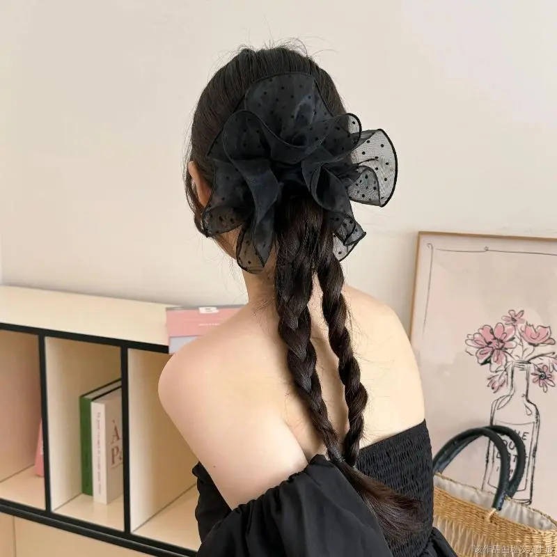 Large Black Scrunchies for Girls; Hair Accessories for Bun & Ponytail Hold, Stylish Women's Headwear