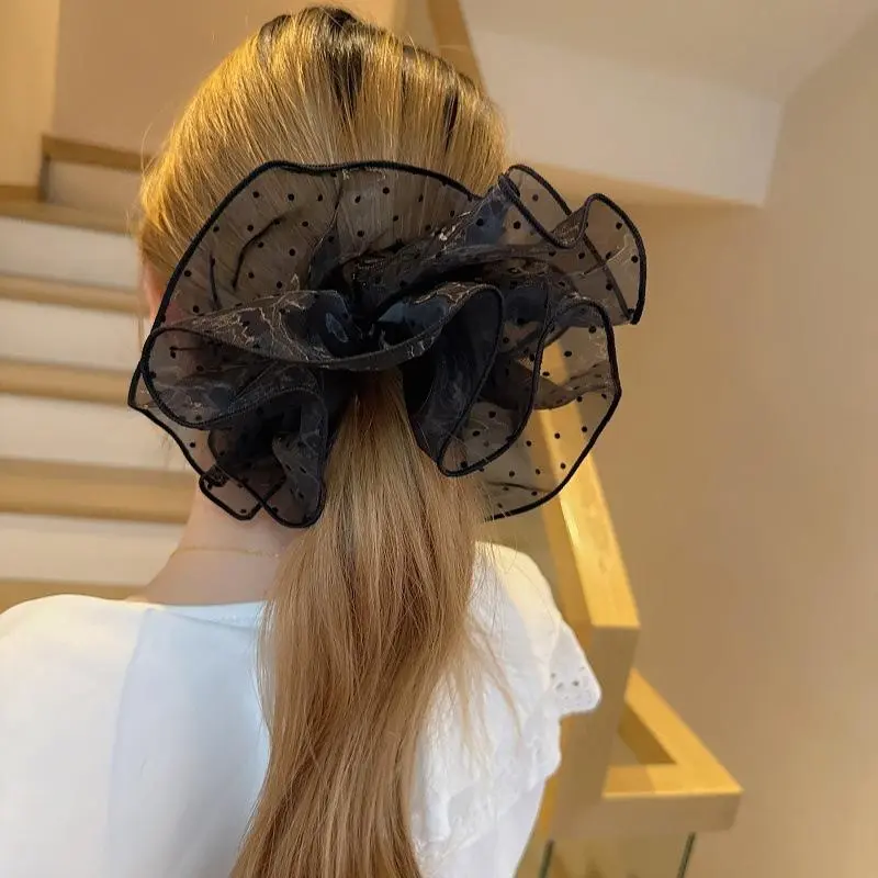 Large Black Scrunchies for Girls; Hair Accessories for Bun & Ponytail Hold, Stylish Women's Headwear