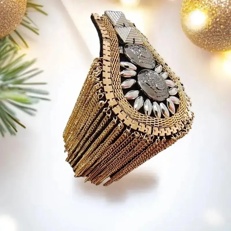1Pc Fashion Handmade Shoulder Jewelry Tassel Rhinestones Epaulettes Clothing Accessories Brooch Epaulet Shoulder Brooches Gift