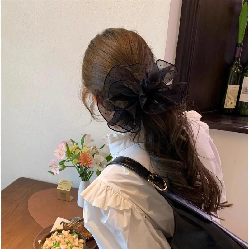 Large Black Scrunchies for Girls; Hair Accessories for Bun & Ponytail Hold, Stylish Women's Headwear