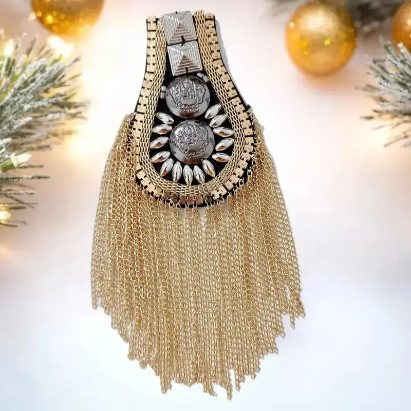 1Pc Fashion Handmade Shoulder Jewelry Tassel Rhinestones Epaulettes Clothing Accessories Brooch Epaulet Shoulder Brooches Gift