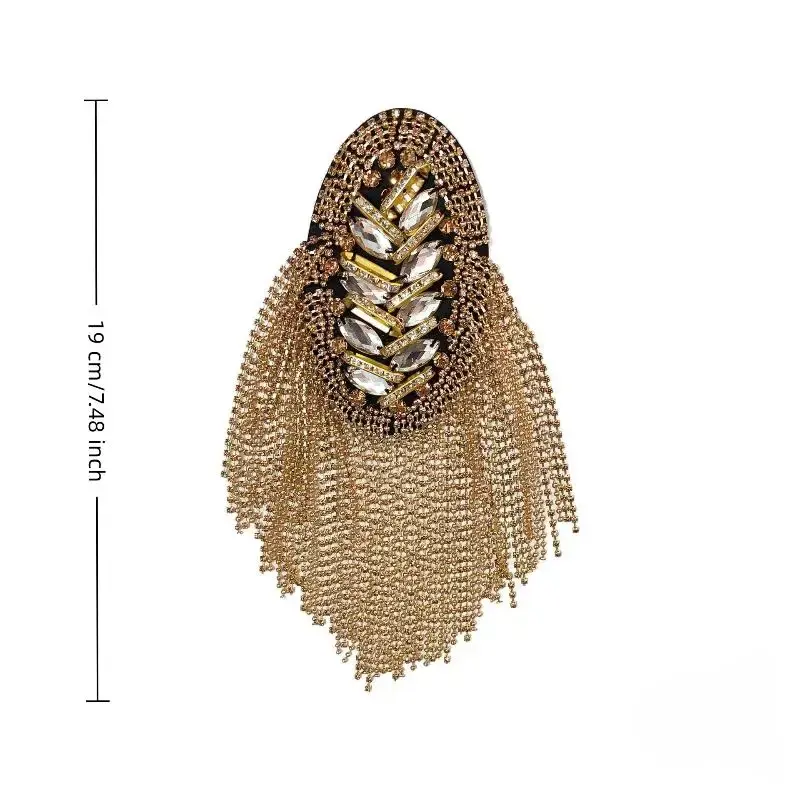 1Pc Fashion Handmade Shoulder Jewelry Tassel Rhinestones Epaulettes Clothing Accessories Brooch Epaulet Shoulder Brooches Gift