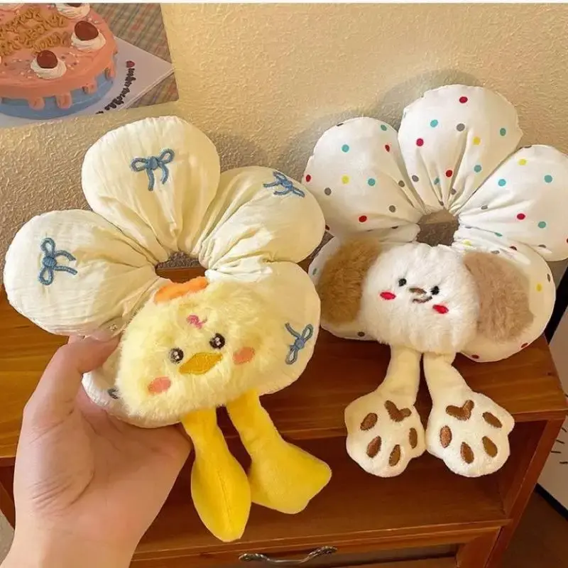 Cartoon Lower Body Of Animal Large Flower Scrunchie For Women Girls Sweet Hair Band Headband Hair Tie Cute Hair Accessories