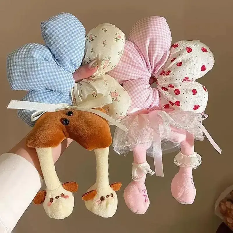 Cartoon Lower Body Of Animal Large Flower Scrunchie For Women Girls Sweet Hair Band Headband Hair Tie Cute Hair Accessories