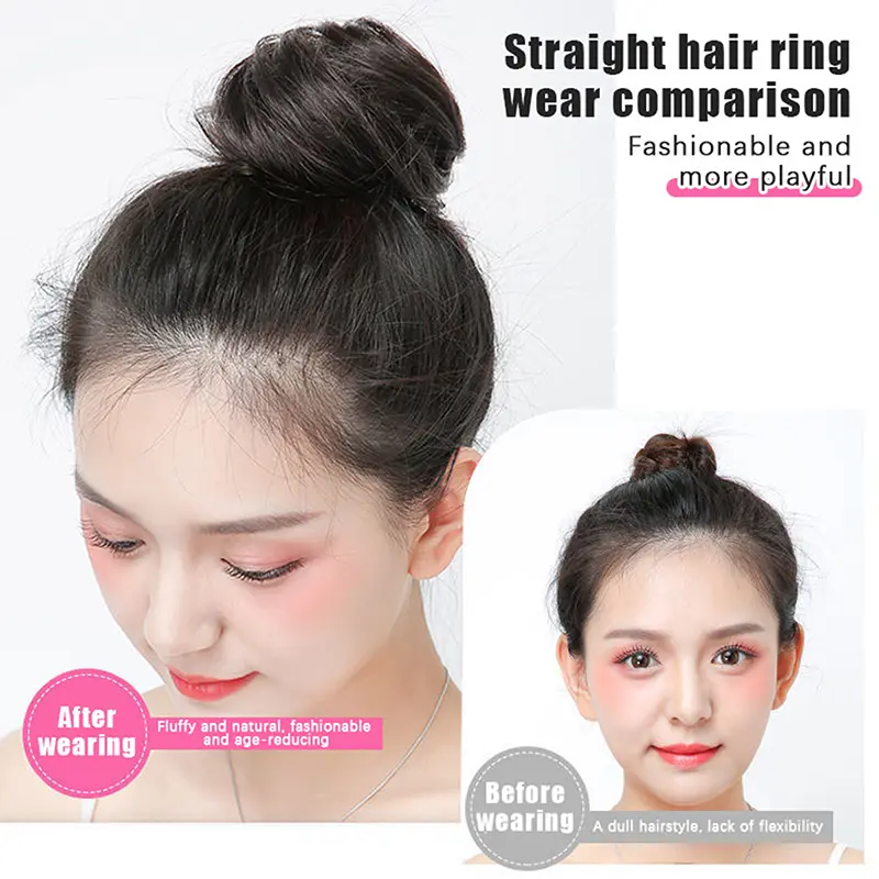Synthetic Hair Bun Curly Straight Hair Messy Bun Scrunchies Updo Hair Bands Elastic Band Hairpieces For Women Volume Fringe Fake
