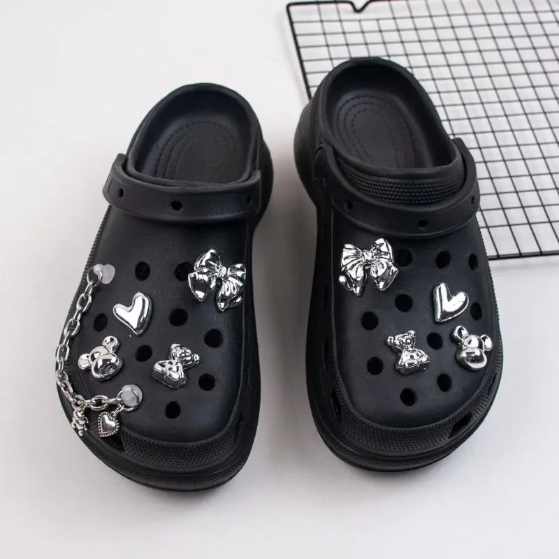 Little Bear Bow Shoe Décor Charm Set: Stylish Detachable Sandals Buckle, Do-it-yourself Shoe Accessories