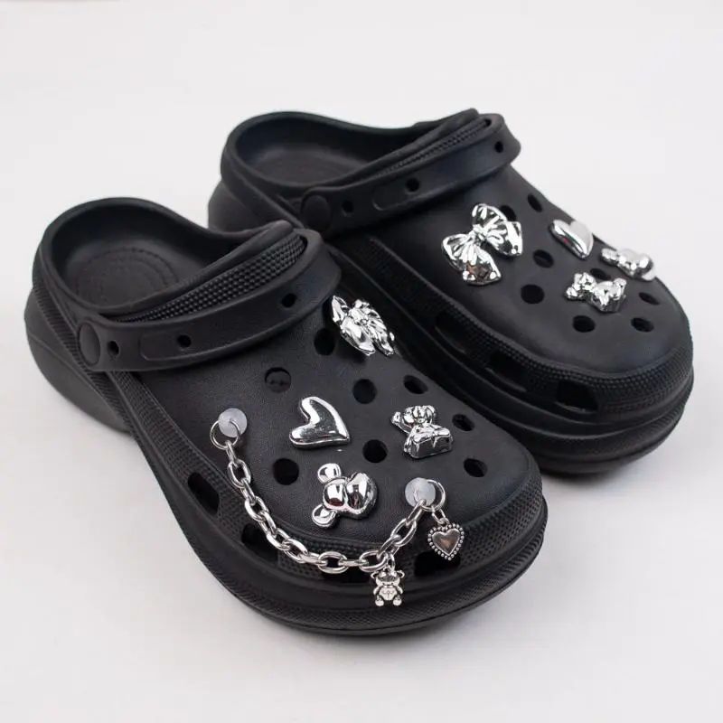 Little Bear Bow Shoe Décor Charm Set: Stylish Detachable Sandals Buckle, Do-it-yourself Shoe Accessories