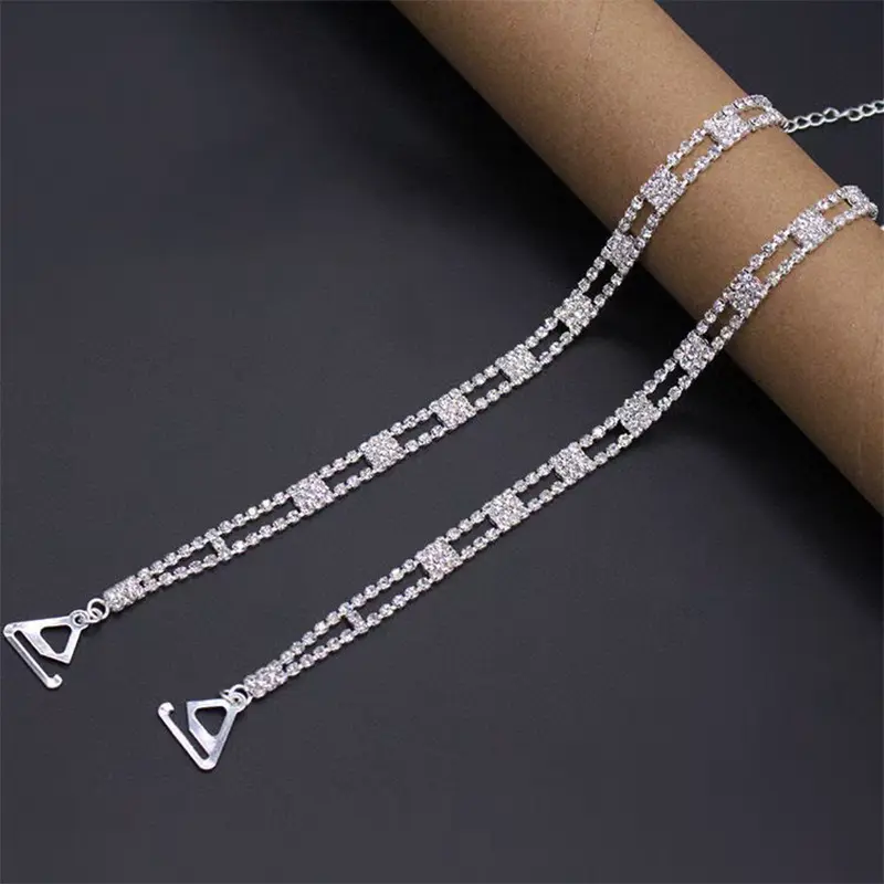 2pcs Fashion Rhinestone Bra Underwear Straps Top Jewelry For Women Sexy Aniti-slip Shoulder Straps Lingerie Accessories