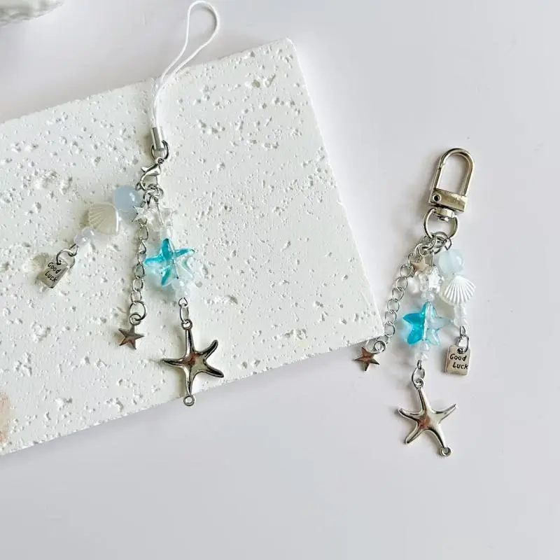 1 Piece Phone Lanyard Keyring Ocean Series Summer Small Fish Star Charm Keychain Bag Pendant Accessory Aesthetic Y2k Jewelry