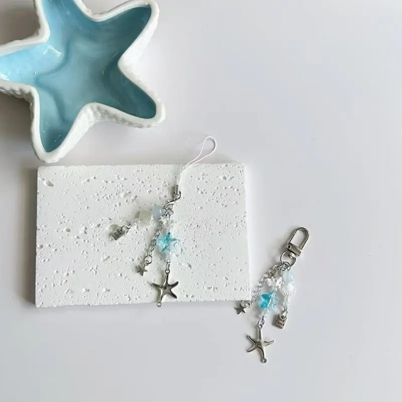 1 Piece Phone Lanyard Keyring Ocean Series Summer Small Fish Star Charm Keychain Bag Pendant Accessory Aesthetic Y2k Jewelry