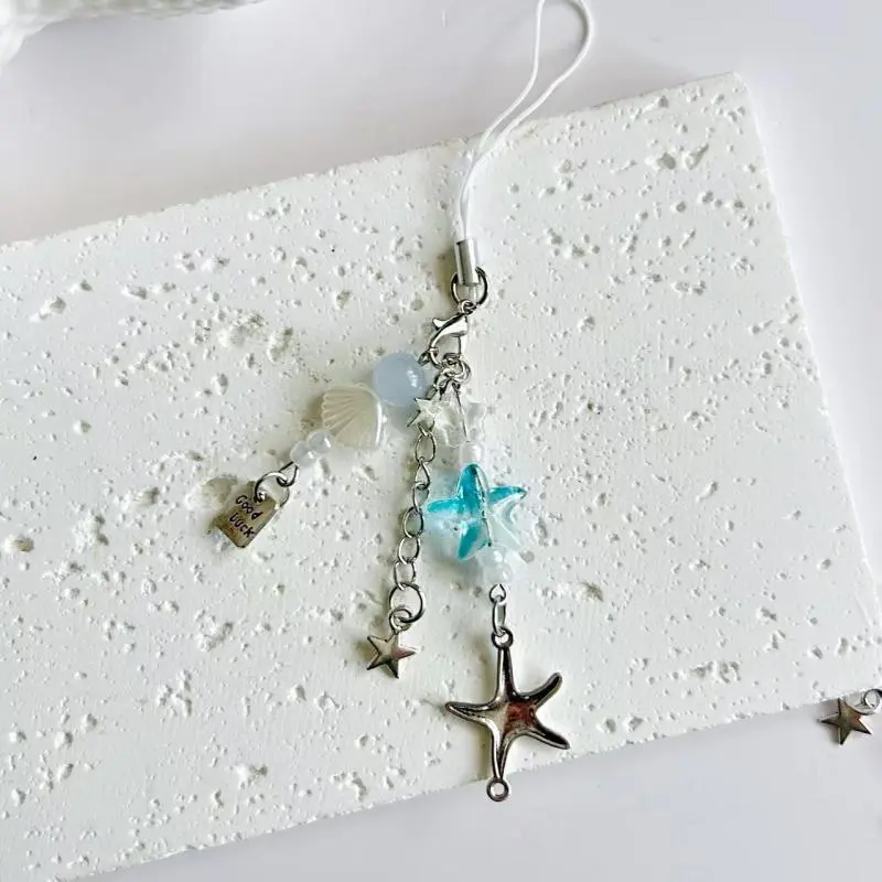 1 Piece Phone Lanyard Keyring Ocean Series Summer Small Fish Star Charm Keychain Bag Pendant Accessory Aesthetic Y2k Jewelry