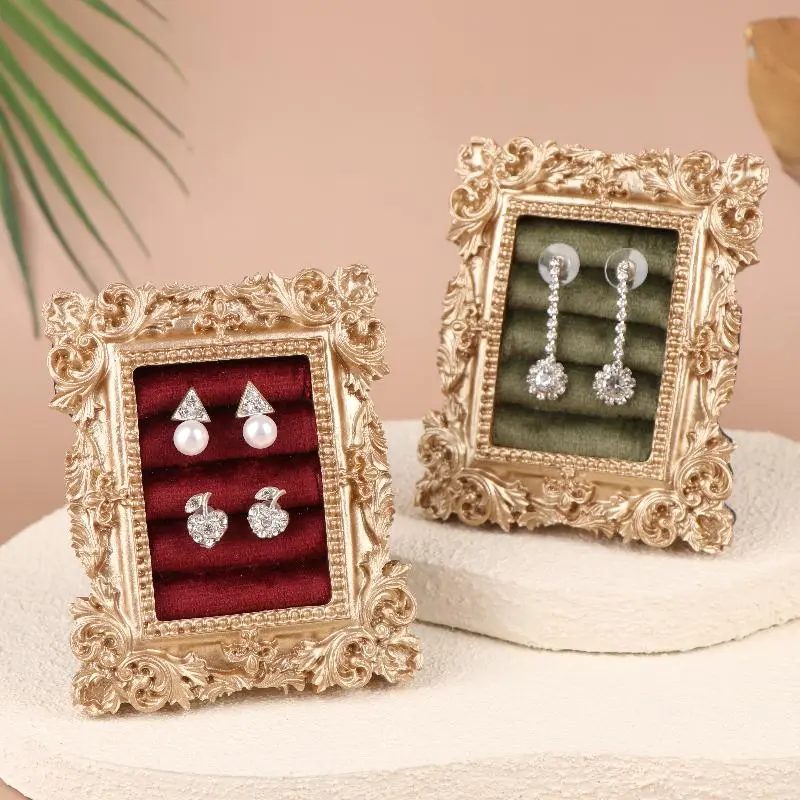 Old-world Charm Square Ring and Earring Stand, Storage Display Tray, Window Dressing Prop, Photography Background