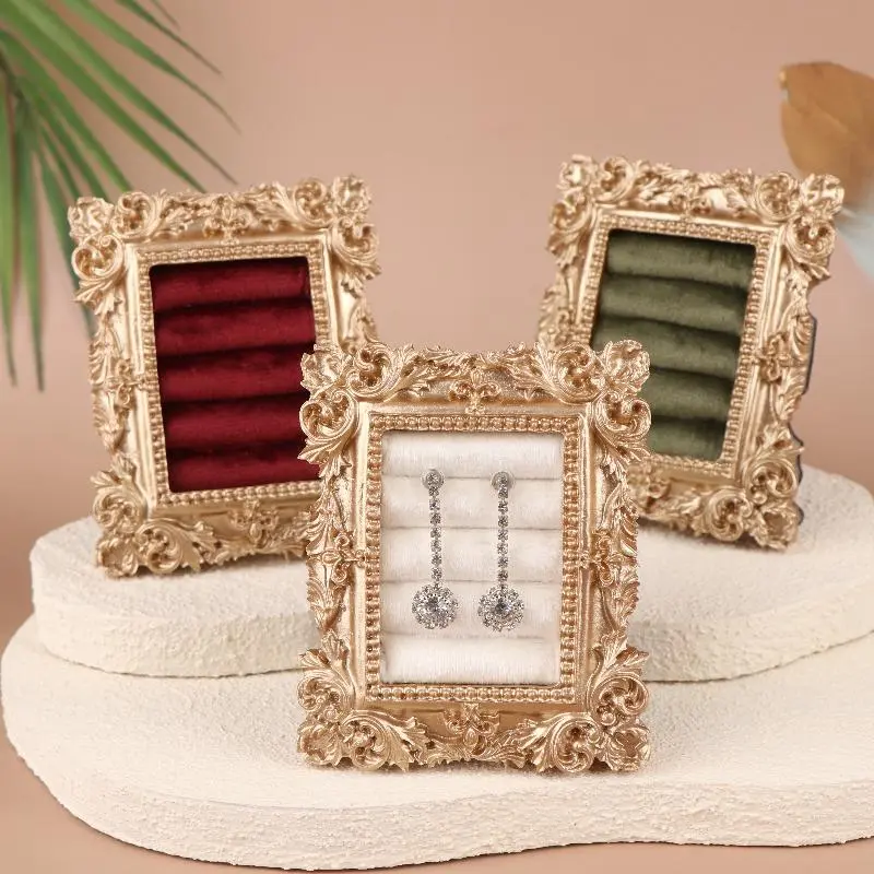 Old-world Charm Square Ring and Earring Stand, Storage Display Tray, Window Dressing Prop, Photography Background