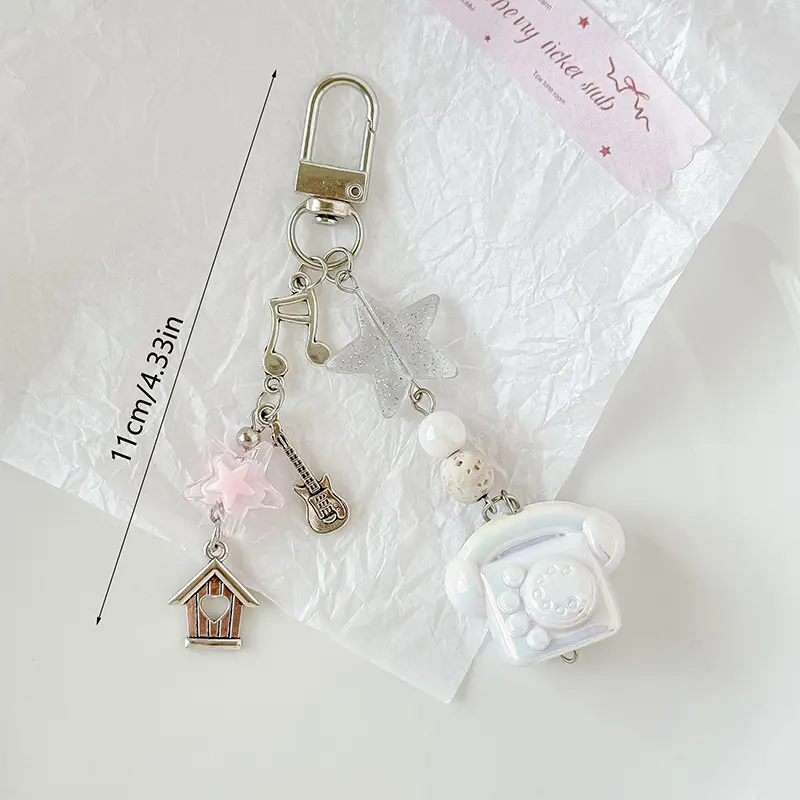 Cute Laser Phone Keychain Five-pointed Star Charm Pendant Keyring Jewelry For Girl Women Gift Bag Decoration