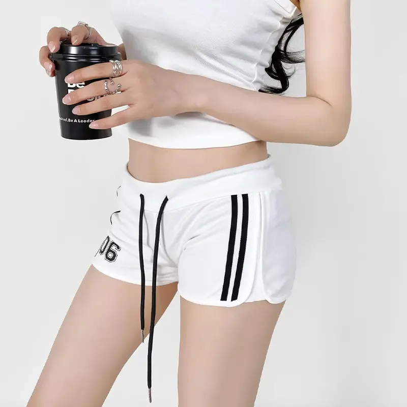 Fashionable European And American Style Slim High Waist Letter Print Sports Shorts For Women