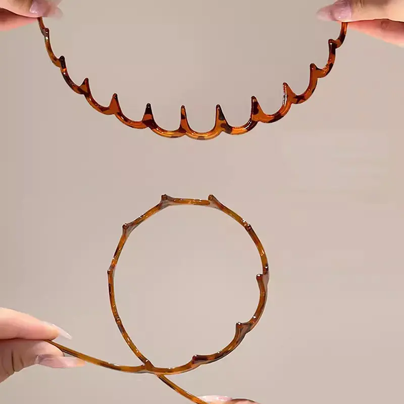 Korean Designed U-Shape Women's Hairbands; Non-Slip Plastic Hoops; Fluffy Top Headbands with Fixed Teeth Hair Band Accessories.