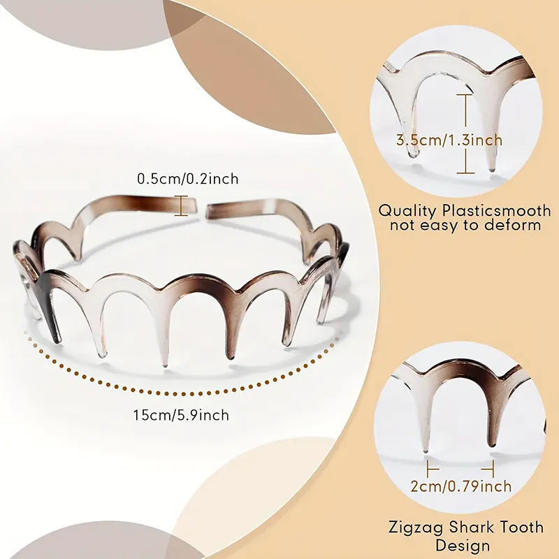 Korean Designed U-Shape Women's Hairbands; Non-Slip Plastic Hoops; Fluffy Top Headbands with Fixed Teeth Hair Band Accessories.