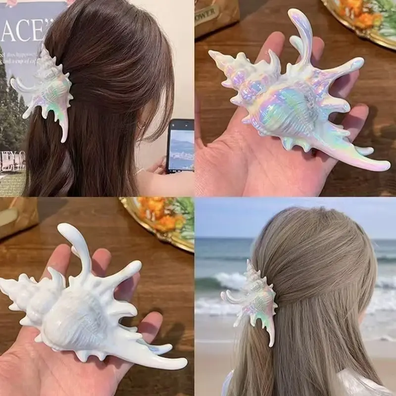 Ocean Conch Hair Clip Crab Sea Shell Korean Large Hair Claw Hairpins Stylish Hairgrips For Women Girls Hair Accessories Ponytail