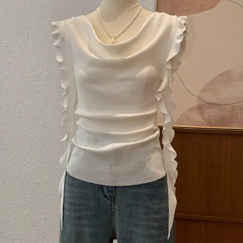 Fashion Korean French Lace Sweet Sleeveless Knitted Vest For Women Summer