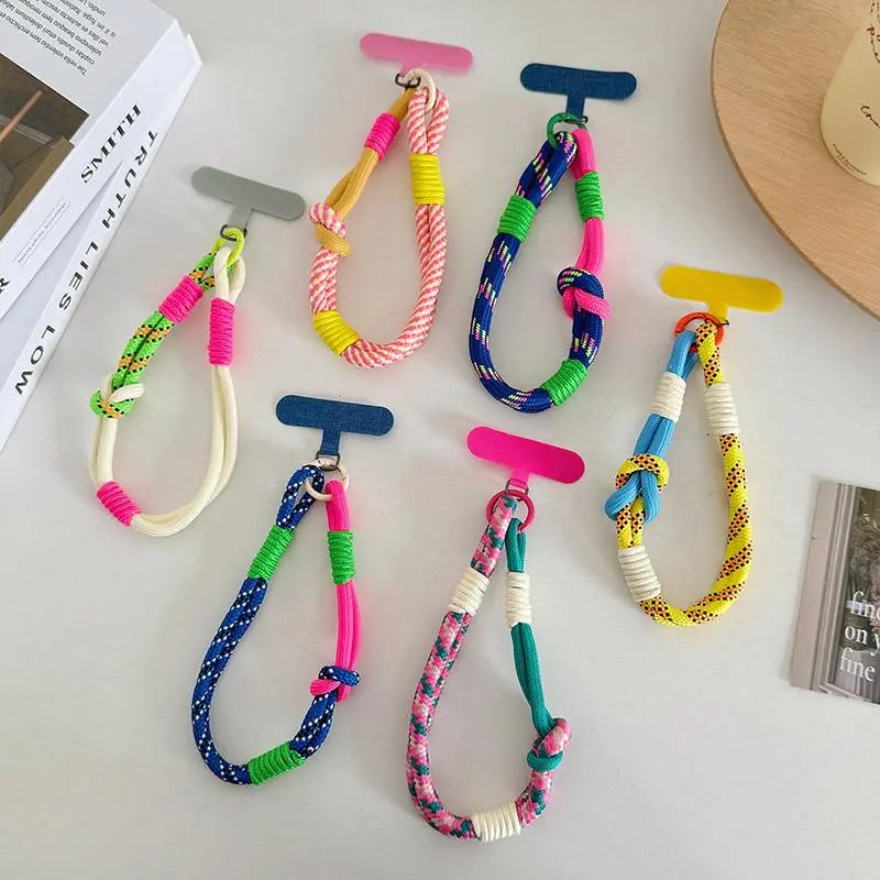 Anti-loss Mobile Phone Lanyard Strap Hanging Chain Ring Cord With Patch Wrist Strap Detachable Rope Keychain