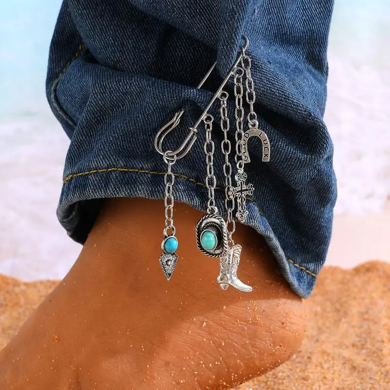 Punk Tassel Brooch Love Butterfly Chain Paper Clip Multi Element Retro Pants Chain Cool Hip-Hop Gothic Brooches Accessories