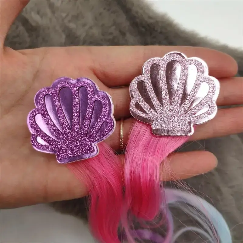 Girls Mermaid Wigs Hairpins Ponytail Kids Rainbow Shell Hair Clip Hair Extension Colorful Wig Twist Braider Hair Accessories