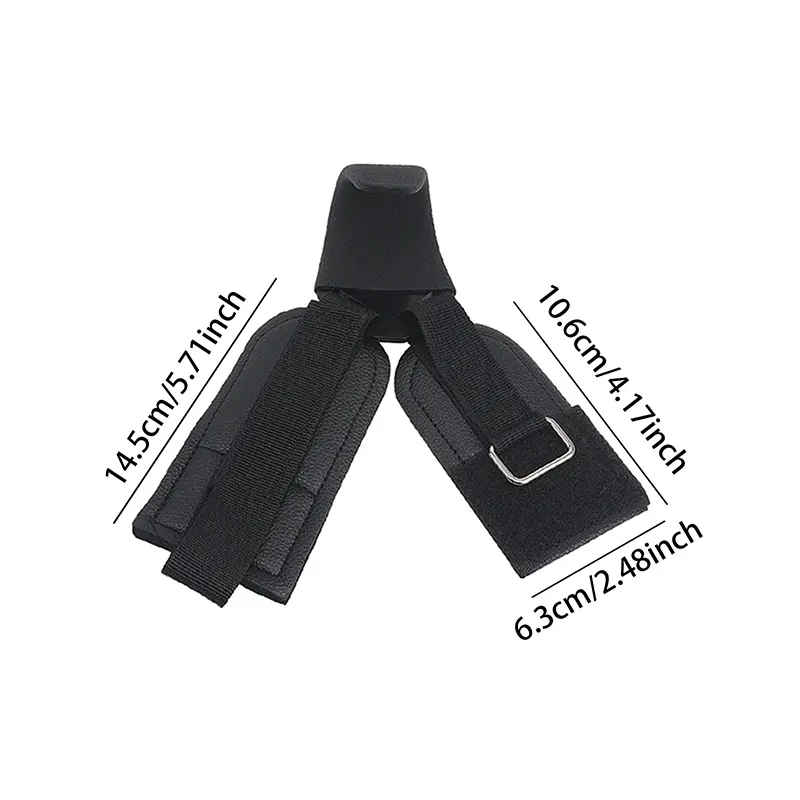 Leather Weight Lifting Hook Gym Fitness Weightlifting Non-slip Heavy Duty Steel Strong Load Capacity Wrist Strap Hook Pull-up