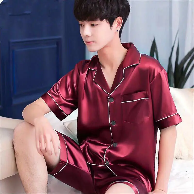 Summer Men's Pajamas Short-sleeved Cardigan Thin Style High-end Men's Home Clothes Large Size Suit Can Be Worn Outside