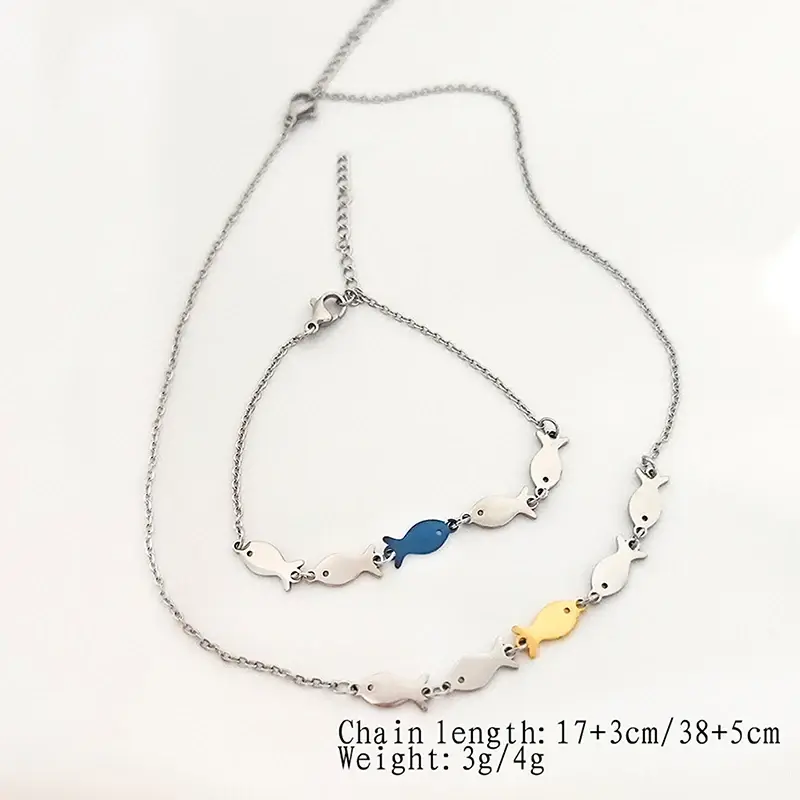 Blue Fish Pendant Bracelet Necklace For Women Friendship Beach Femme Accessories Charm Bracelet Popular Jewelry Gift
