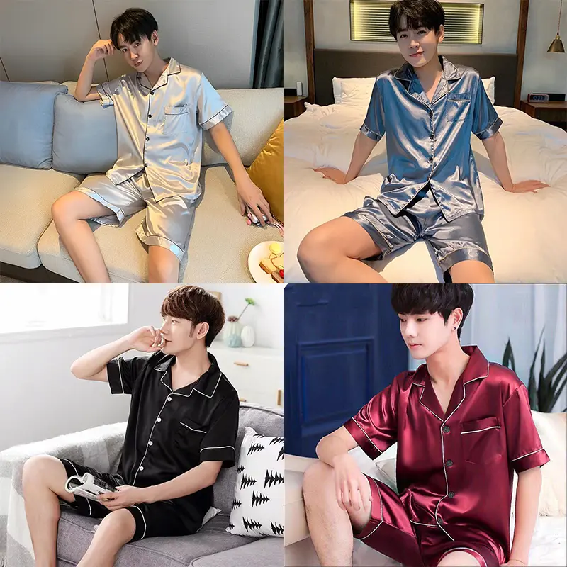 Summer Men's Pajamas Short-sleeved Cardigan Thin Style High-end Men's Home Clothes Large Size Suit Can Be Worn Outside