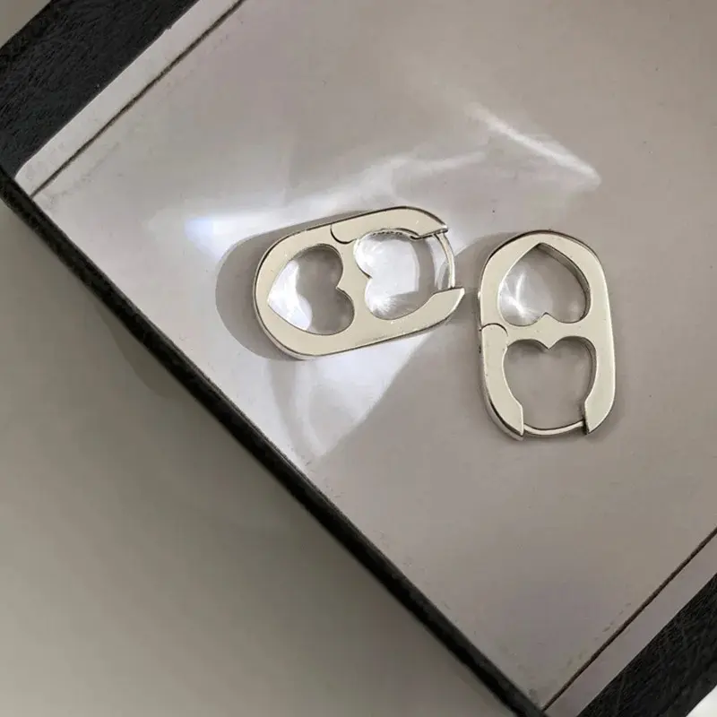 Silver Color Stainless Steel Hollow Heart Hoop Earrings For Women Girls Personality Korean Wedding Party Birthday Jewelry