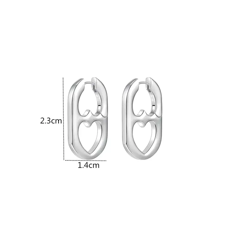 Silver Color Stainless Steel Hollow Heart Hoop Earrings For Women Girls Personality Korean Wedding Party Birthday Jewelry
