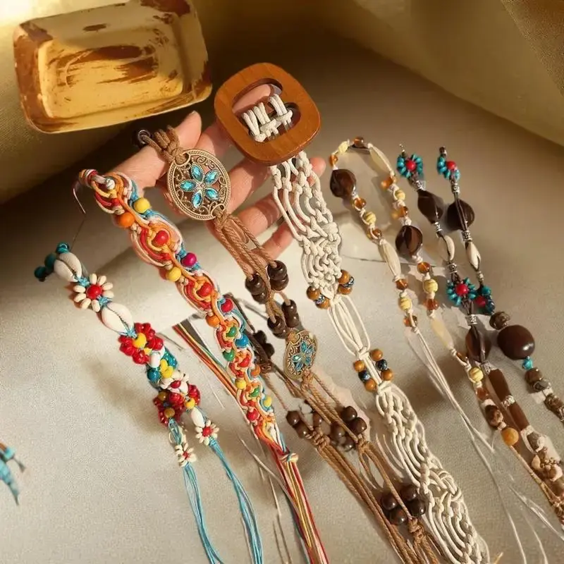 New High-End Bohemian Retro Ethnic Style Waist Chain Women's Skirt Braided Belt Waist Rope Accessories