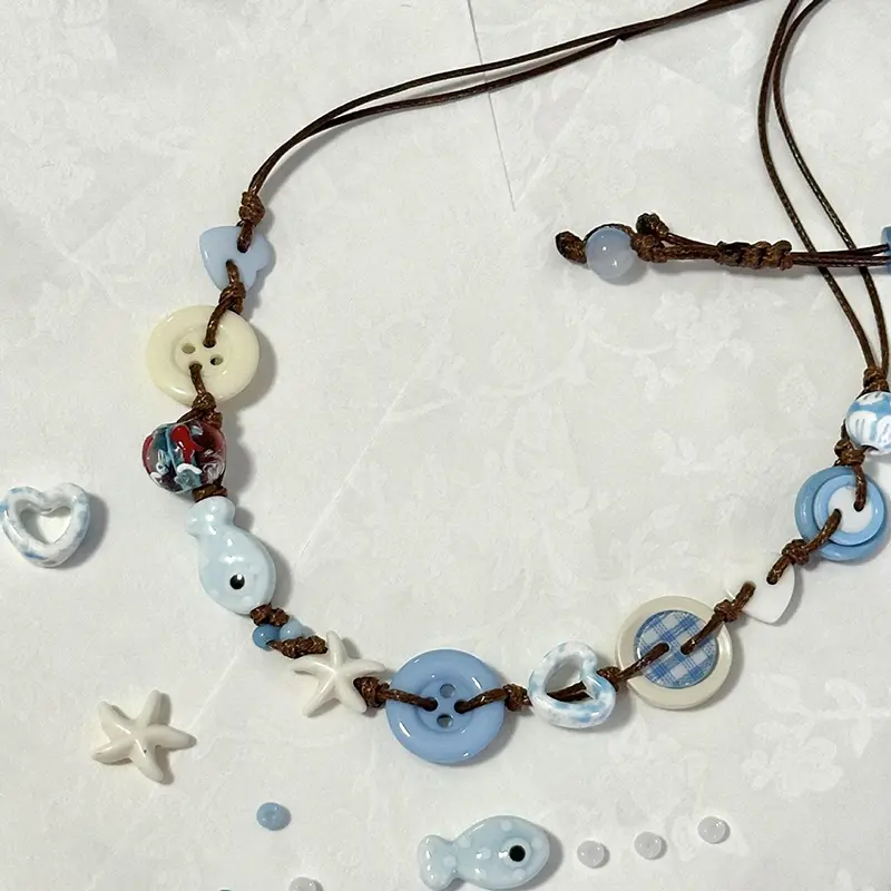 Exquisite Woven Bracelets with Ceramic Boho Starfish, Ideal for Holiday Fashion