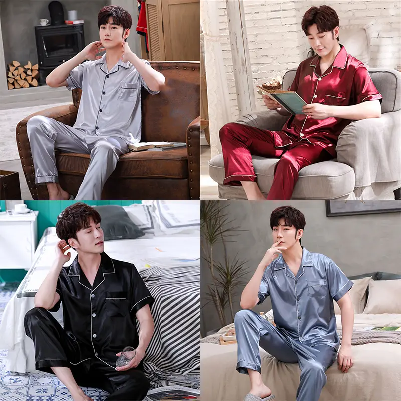 Summer Men's Pajamas Short-sleeved Cardigan Thin Style High-end Men's Home Clothes Large Size Suit Can Be Worn Outside