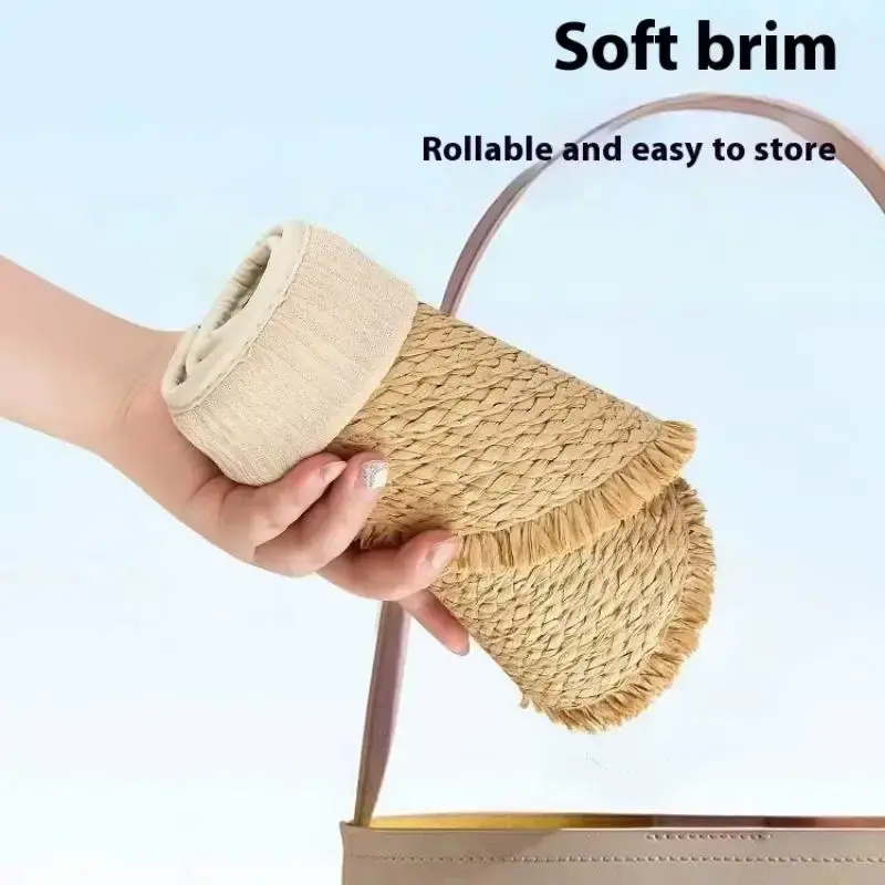 New Summer Empty Top Sun Hat Anti Uv Female Outdoor Visor Cap Casual Shade Hat Straw Wide Large Brim Beach Sunhat Lady