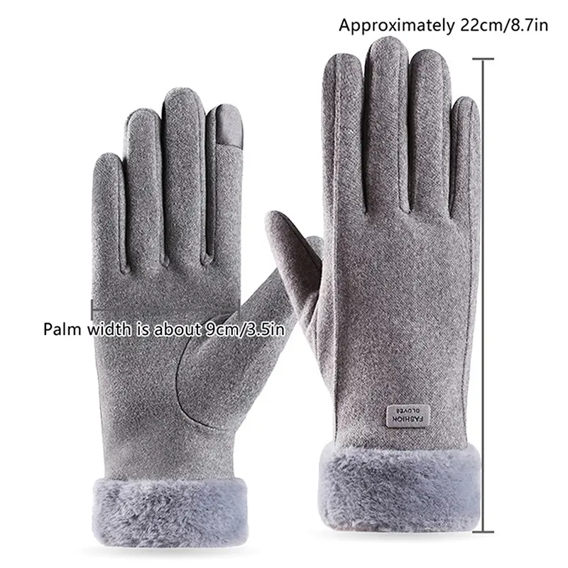 Fashion Women Warm Gloves Autumn Winter Touchscreen Gloves With Furry Cuff For Outdoor Activities Cycling Driving Sports Gloves