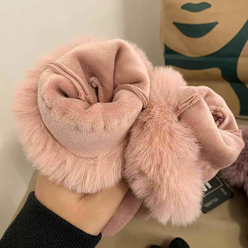 Autumn Winter Woman Warmth Gloves Plush Touchscreen Compatible Gloves Windproof Warm Cycling Outdoor Gloves Daily Use