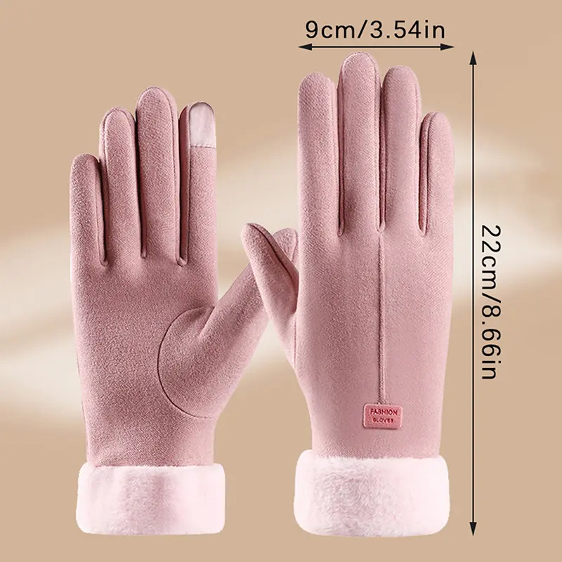 Autumn Winter Woman Warmth Gloves Plush Touchscreen Compatible Gloves Windproof Warm Cycling Outdoor Gloves Daily Use