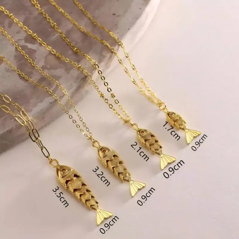 Retro Fish Koi Personalized Fashion Light Luxury Stainless Steel Pendant Necklace For Women Choker Accessories Unisex Party Gift