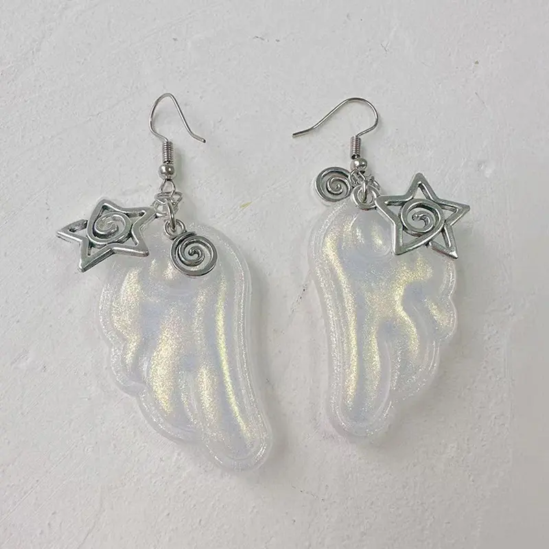Y2k Angel Wings Earrings For Women Resin Ear Clips Ear Hooks Fashion Party Jewelry Gift