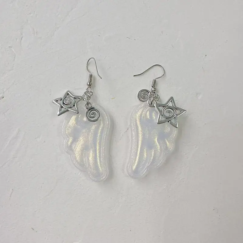 Y2k Angel Wings Earrings For Women Resin Ear Clips Ear Hooks Fashion Party Jewelry Gift