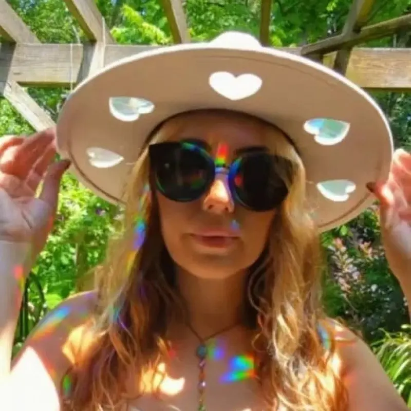 Rainbow Prism Suncatcher Hat for Women, Straw Cowgirl Western Hat