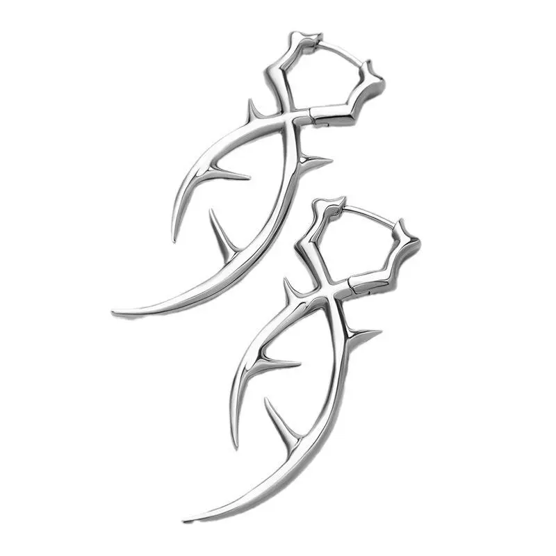 Y2K Trend, Punk Goth Hip Hop Thorn Dangle Cool Earrings; Unique Charm for Men and Women