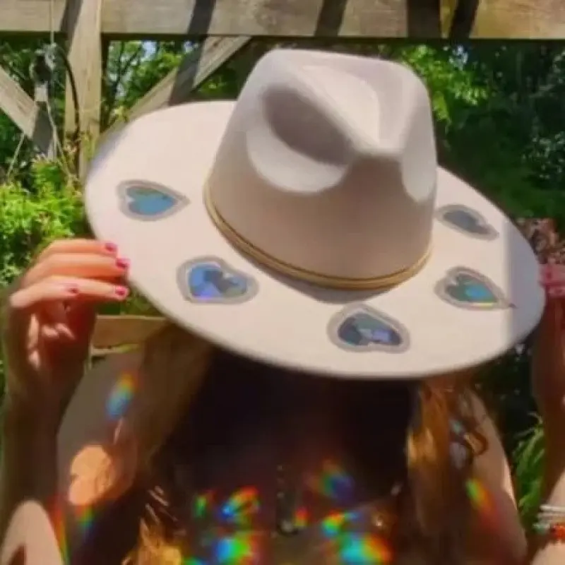 Rainbow Prism Suncatcher Hat for Women, Straw Cowgirl Western Hat