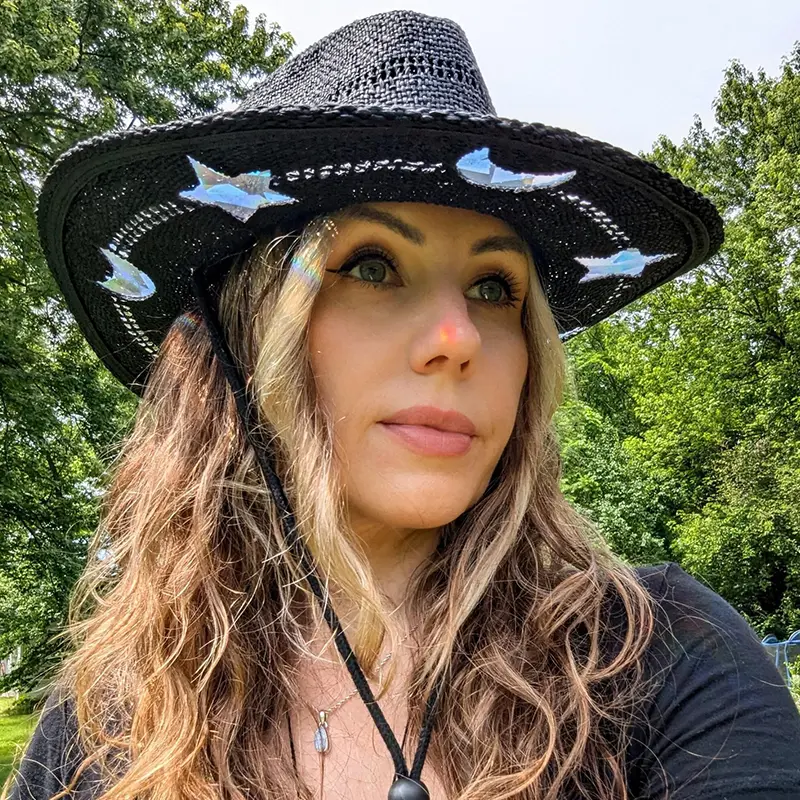 Rainbow Prism Suncatcher Hat for Women, Straw Cowgirl Western Hat