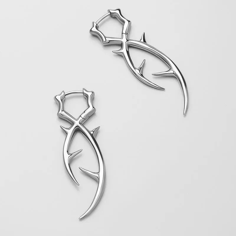 Y2K Trend, Punk Goth Hip Hop Thorn Dangle Cool Earrings; Unique Charm for Men and Women