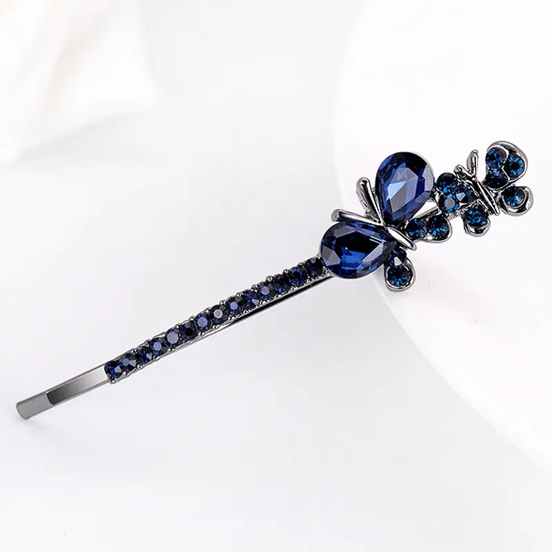 1Pair  New Style Double Butterfly Hairpin Hairwear Accessories Sparkling Rhinestone Crystal Hair Clips Metal Jewelry