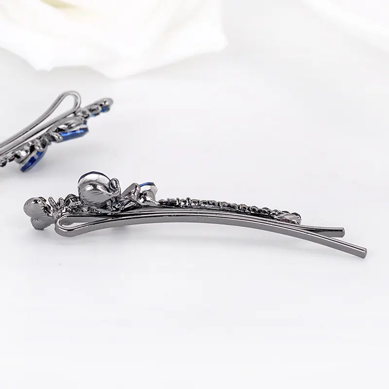 1Pair  New Style Double Butterfly Hairpin Hairwear Accessories Sparkling Rhinestone Crystal Hair Clips Metal Jewelry
